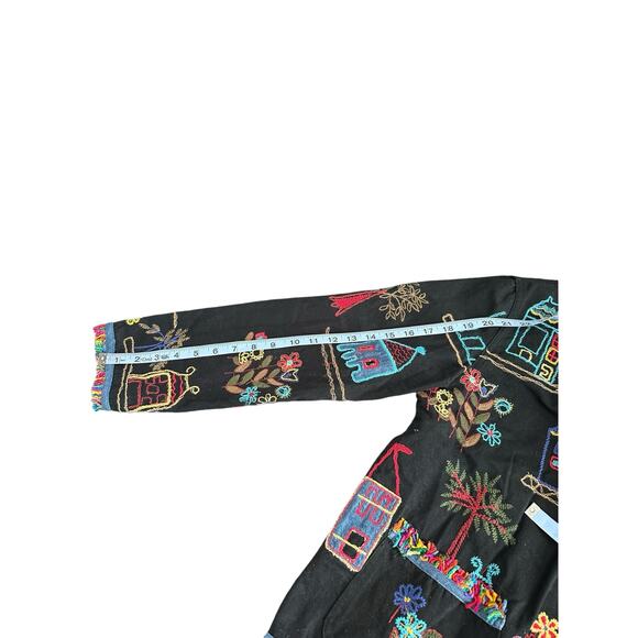 Chico's Multicolor Embroidered Fringe Art to Wear Lightweight Jacket Size Medium - Picture 11 of 12